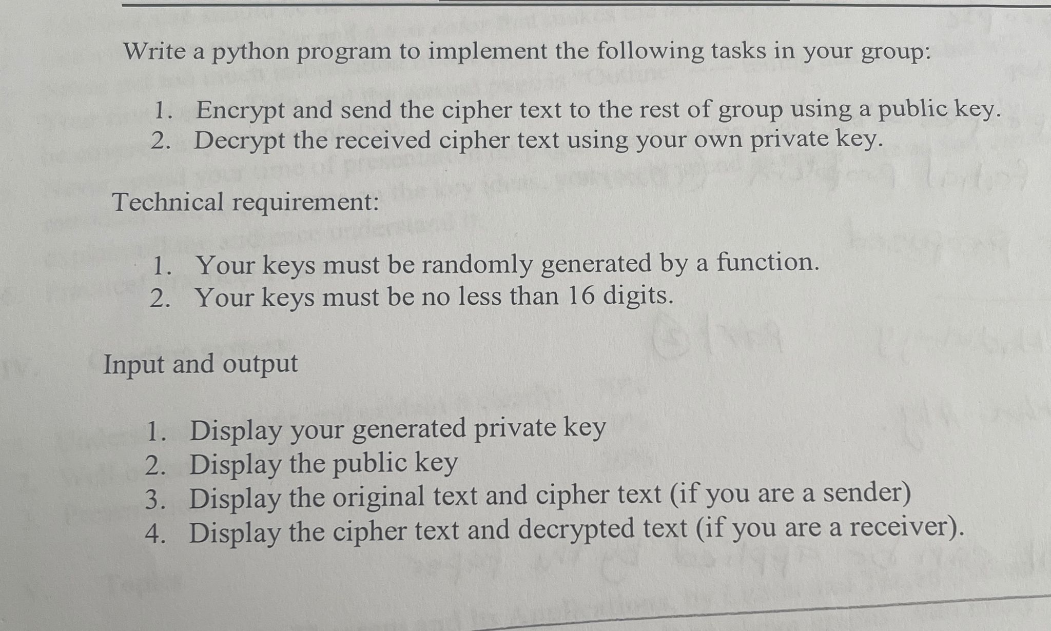 Solved Write a python program to implement the following | Chegg.com