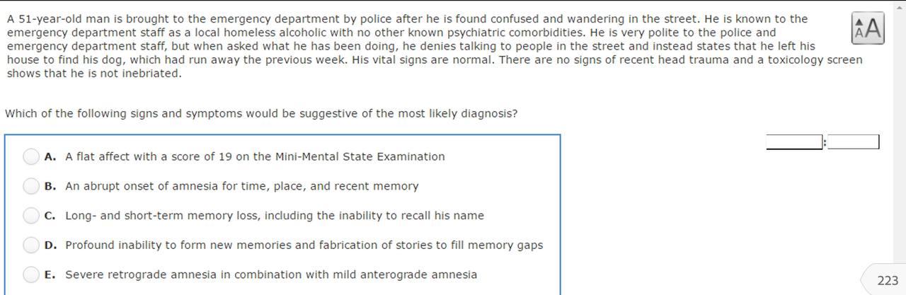 Solved A 51-year-old man is brought to the emergency | Chegg.com