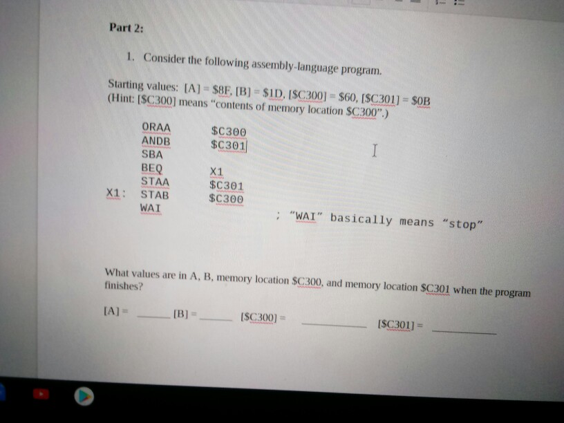 Solved Part 2: 1. Consider the following assembly-language | Chegg.com