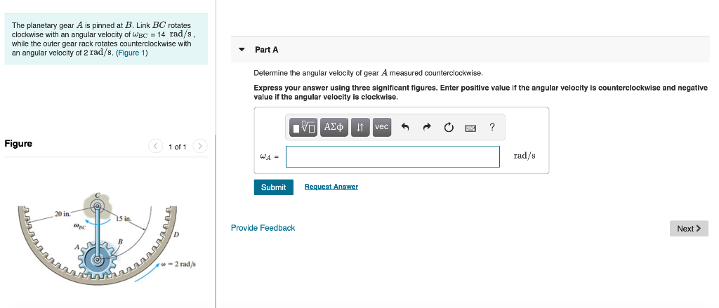 Solved The Planetary Gear A Is Pinned At B. Link BC Rotates | Chegg.com