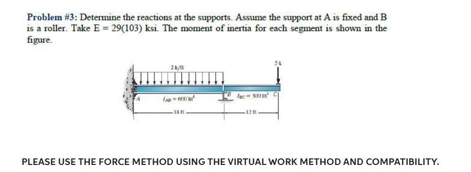 Solved Problem #3: Determine The Reactions At The Supports. | Chegg.com