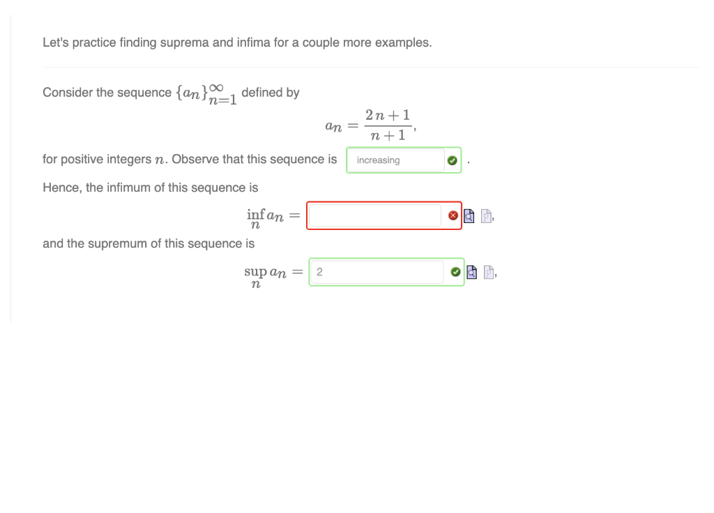 Solved Let's Practice Finding Suprema And Infima For A | Chegg.com