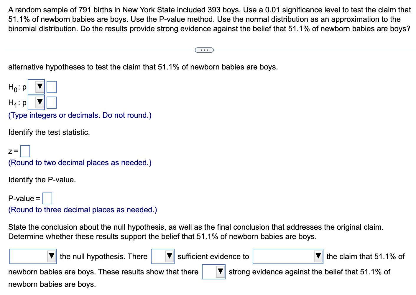 Solved A random sample of 791 births in New York State | Chegg.com