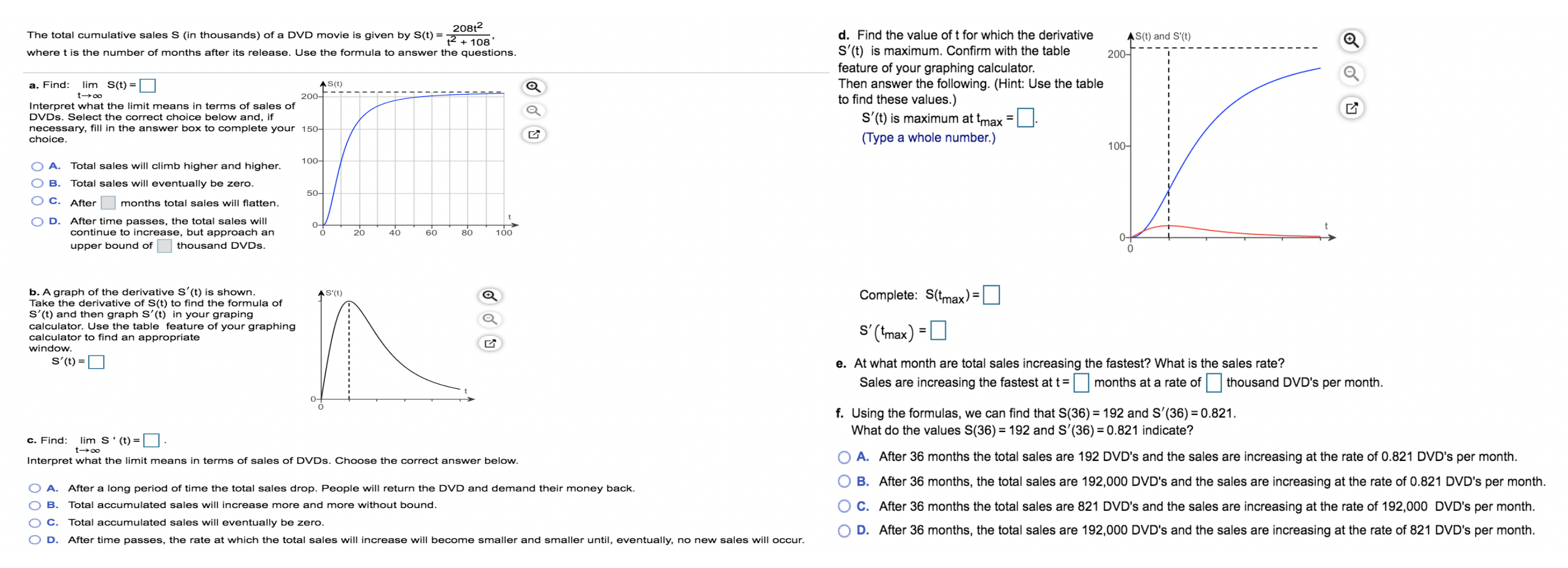 Solved 20812 The total cumulative sales S (in thousands) of