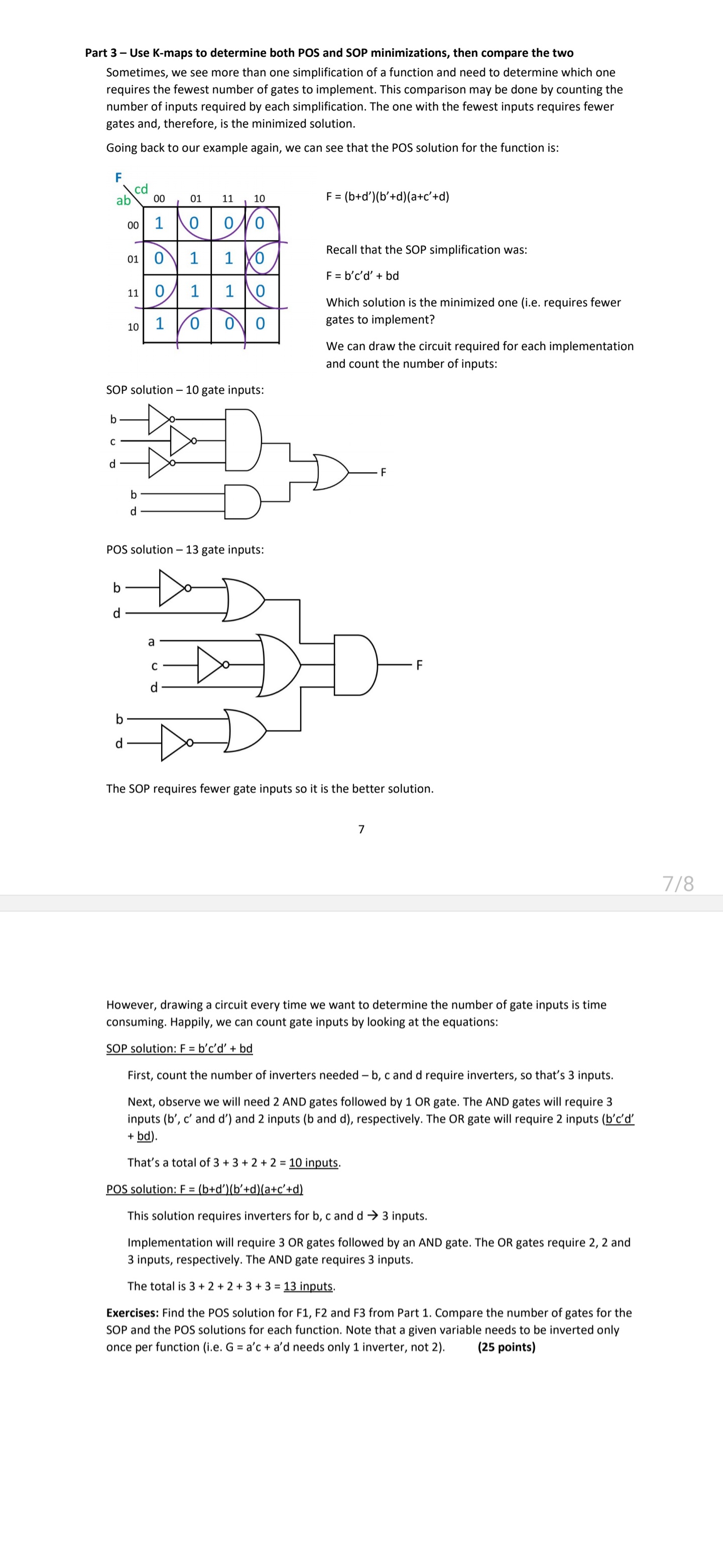 Solved Part 3 ﻿Use Kmaps to determine both POS and SOP