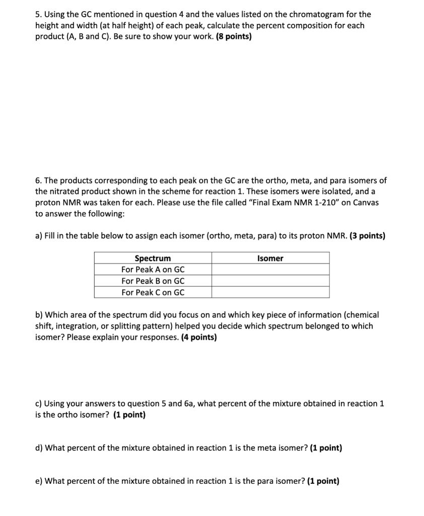 Solved 5. Using the GC mentioned in question 4 and the | Chegg.com
