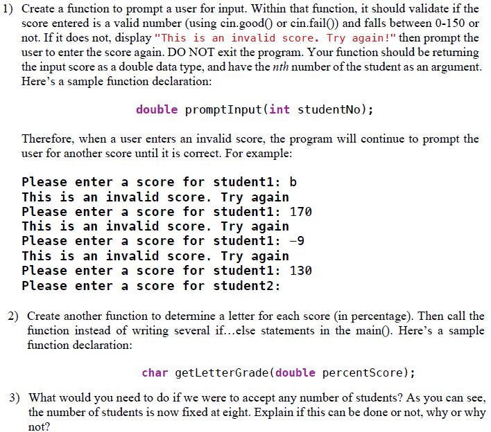 Solved Make code in c++. No arrays, vectors, or anything too | Chegg.com