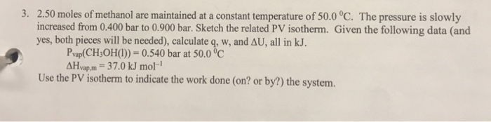 Solved 2.50 moles of methanol are maintained at a constant | Chegg.com
