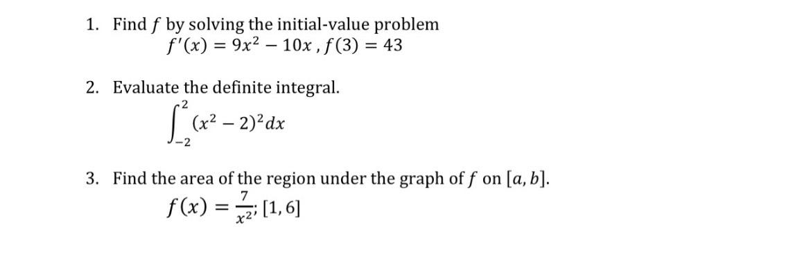 Solved 1. Find f by solving the initial-value problem | Chegg.com