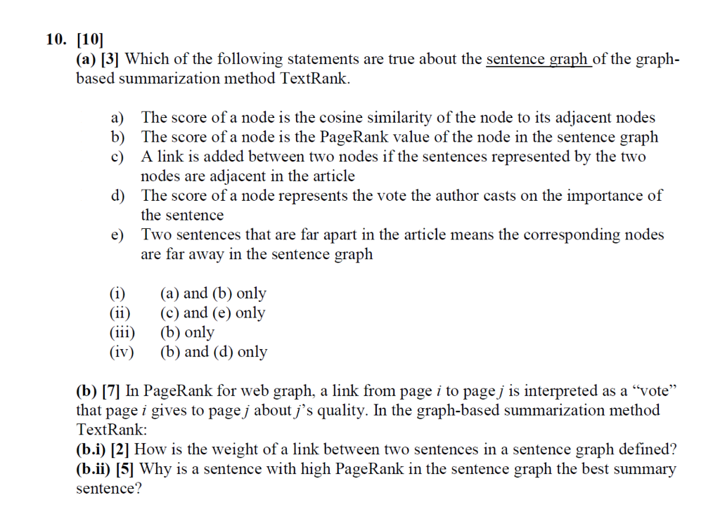 Solved (a) [3] Which of the following statements are true | Chegg.com