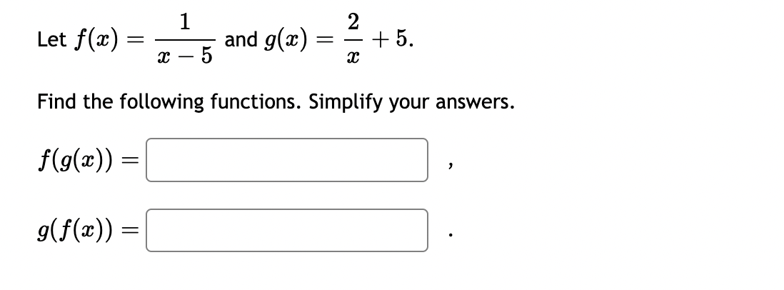 Solved Let F(x)=x−51 And G(x)=x2+5. Find The Following | Chegg.com