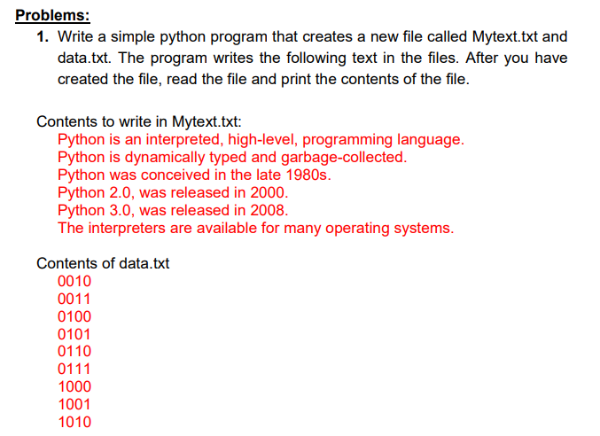 Solved Problems: 1. Write a simple python program that | Chegg.com