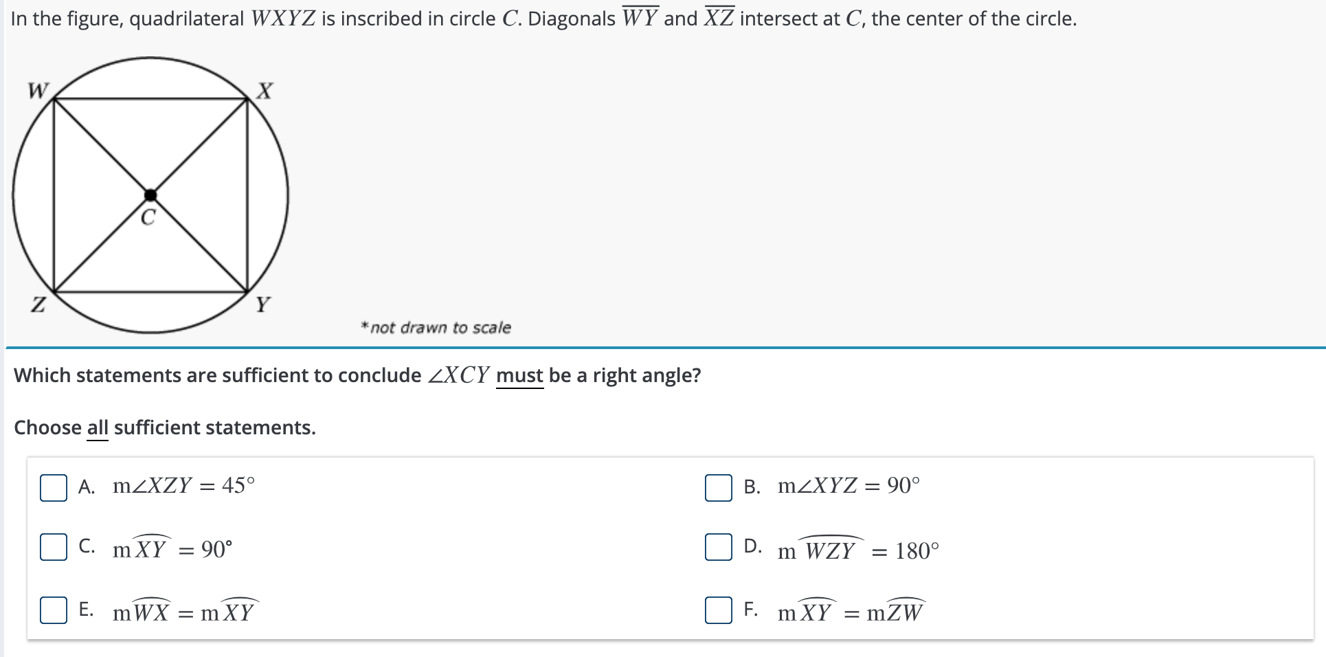 Solved In the figure, quadrilateral WXYZ is inscribed in | Chegg.com