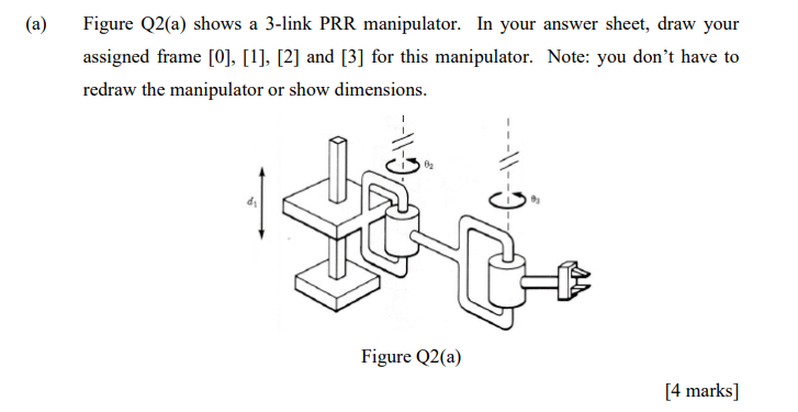 Solved (a) Figure Q2(a) shows a 3-link PRR manipulator. In | Chegg.com