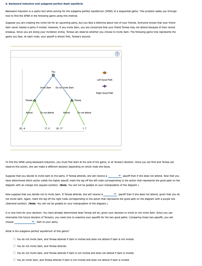 Solved 6. Backward Induction And Subgame-perfect Nash | Chegg.com