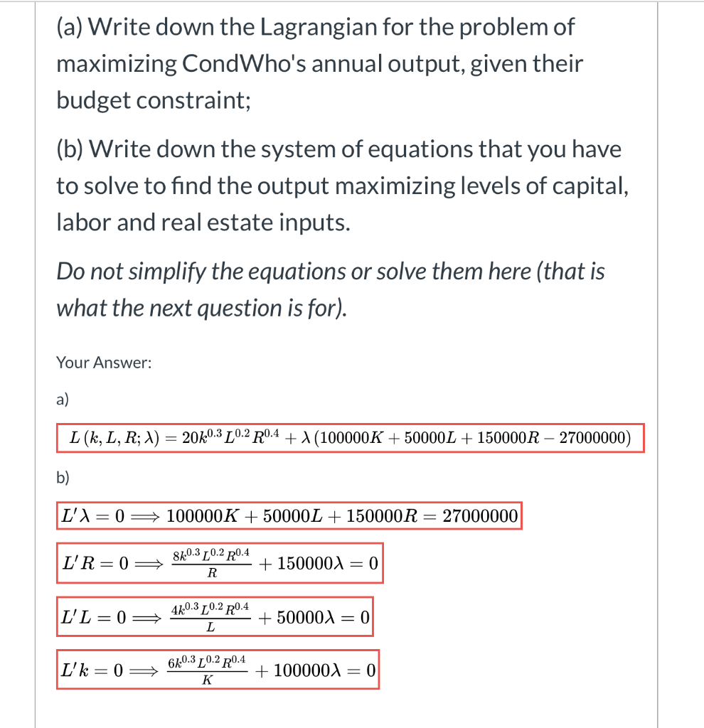 (a) Write down the Lagrangian for the problem of | Chegg.com