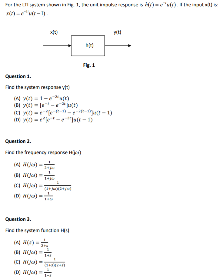 Solved For The Lti System Shown In Fig 1 The Unit Impul Chegg Com