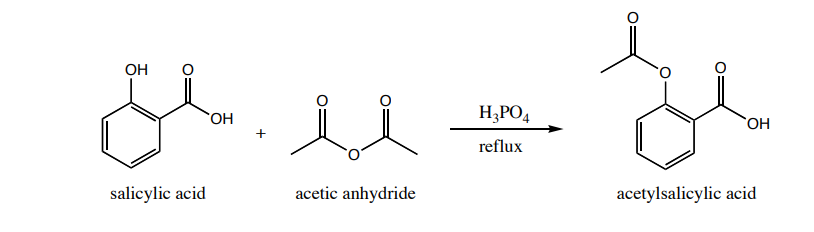 salicylic acid acetic anhydride
acetylsalicylic acid