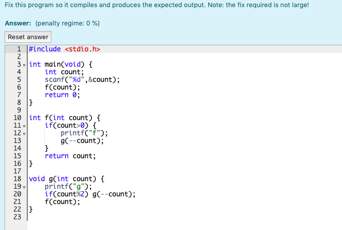 Solved Fix this program so it compiles and produces the | Chegg.com