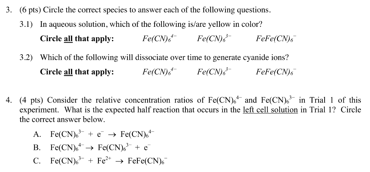 Solved 3. (6 pts) Circle the correct species to answer each | Chegg.com