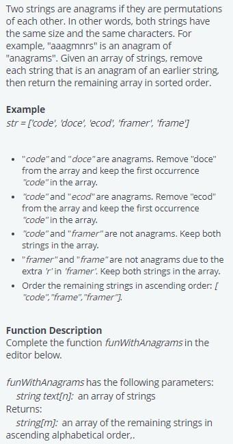 Solved: Two Strings Are Anagrams If They Are Permutations ... | Chegg.com