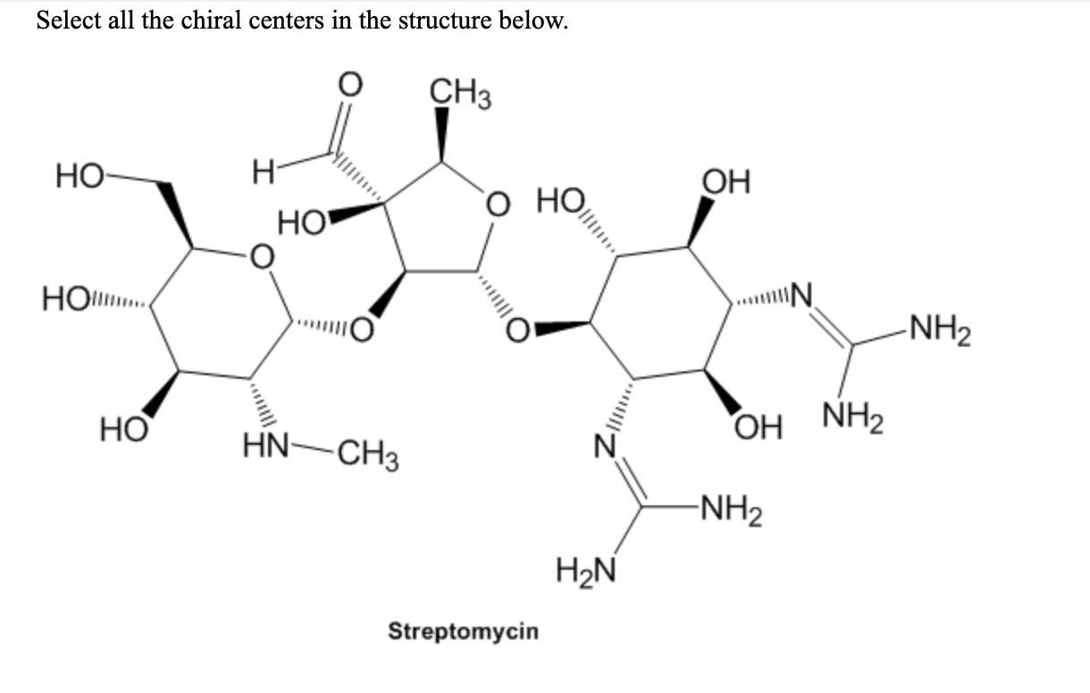 Solved Select all the chiral centers in the structure below. | Chegg.com