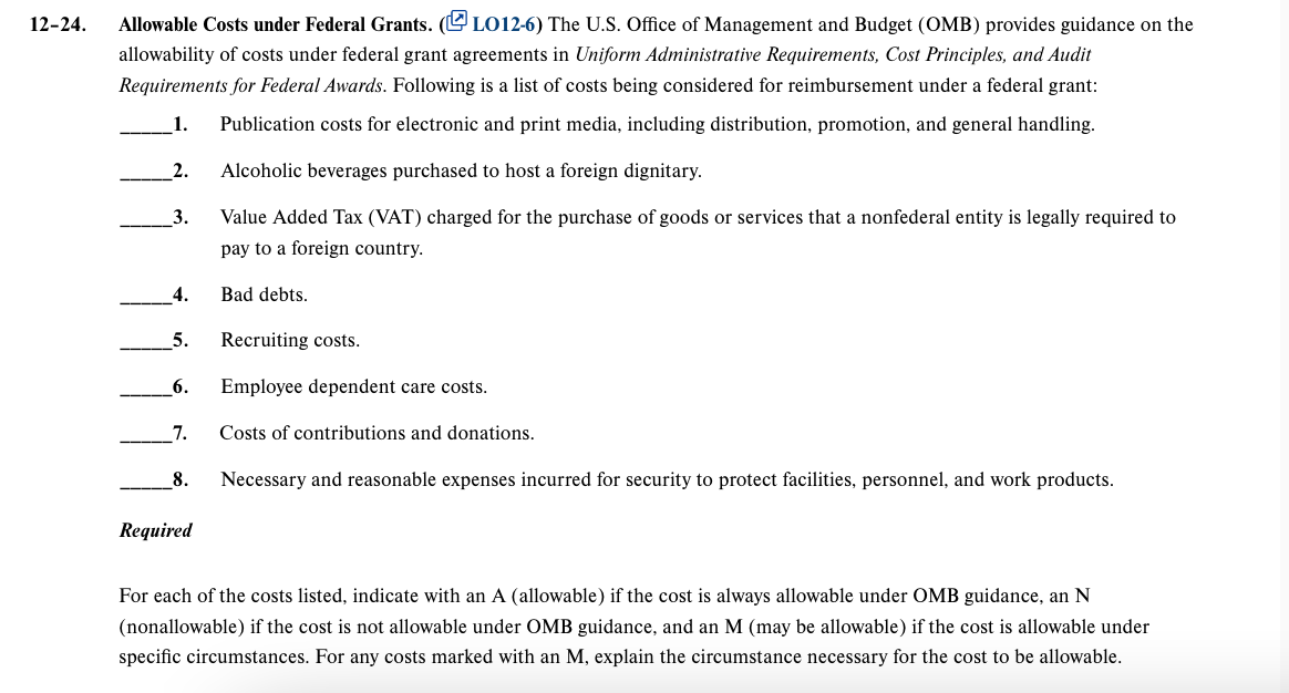 24. Allowable Costs under Federal Grants. (ک) LO126)