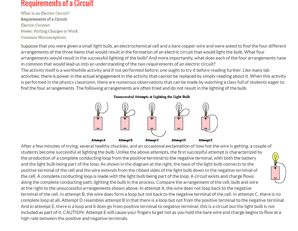Solved Requirements of a Circuit What is an Electric