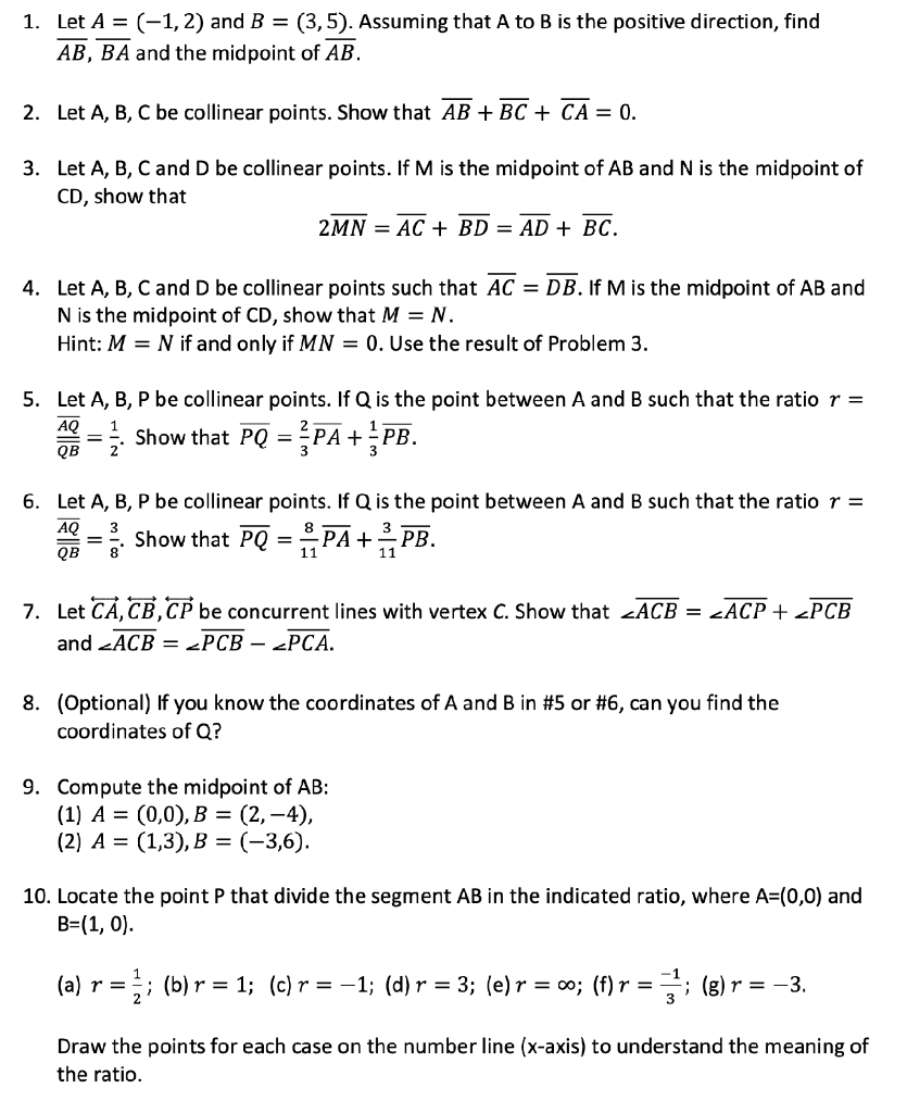 1 Let A 1 2 And B 3 5 Assuming That A To B Chegg Com