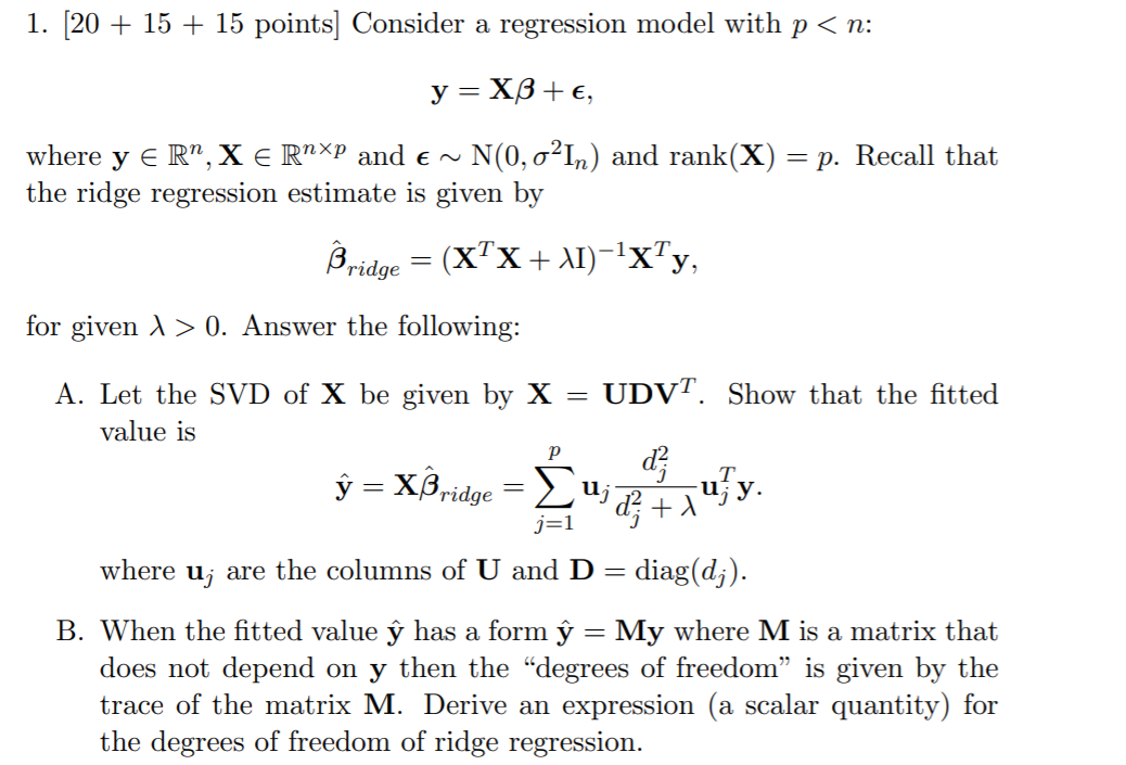 1 15 15 Points Consider A Regression Mod Chegg Com