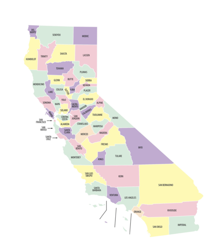 The following picture shows counties in the califor- | Chegg.com