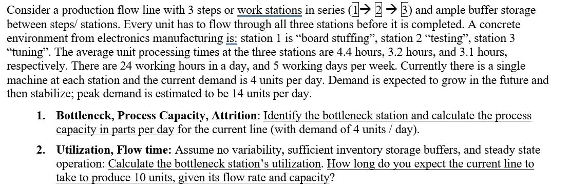 Solved Consider a production flow line with 3 steps or work | Chegg.com