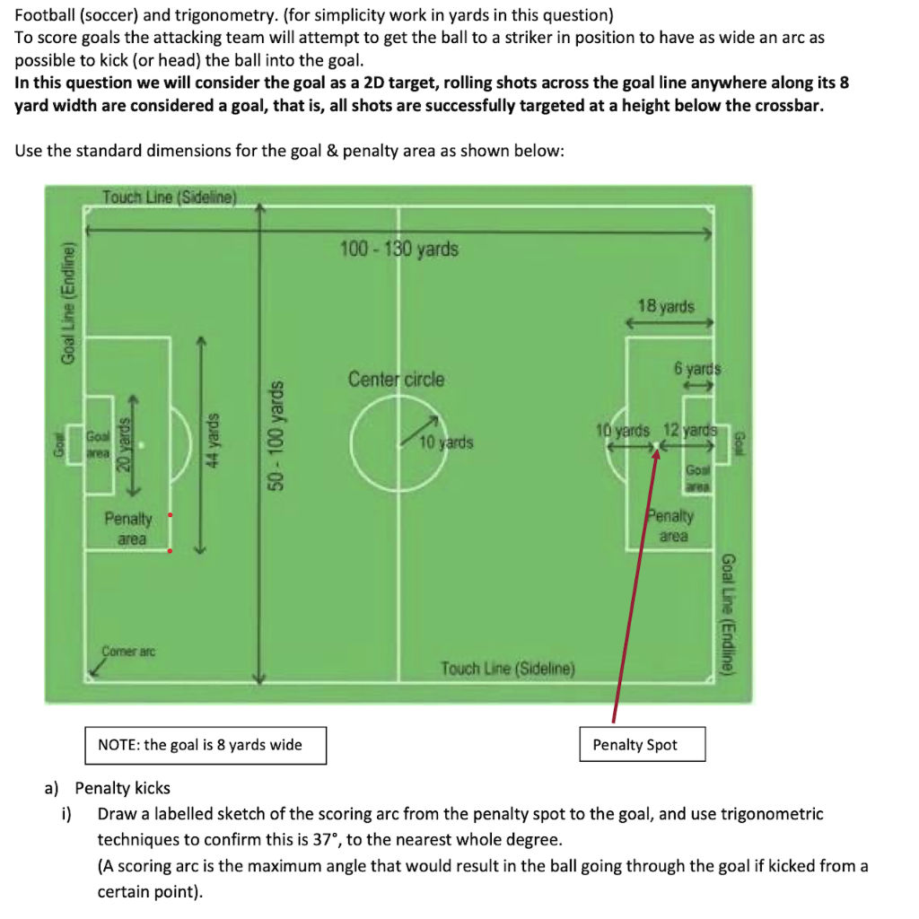 Solved Football Soccer And Trigonometry For Simplicit Chegg Com