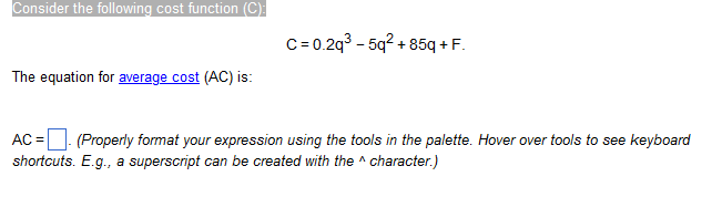 Solved Consider the following cost function (C): | Chegg.com
