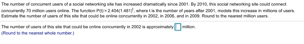 Solved The Number Of Concurrent Users Of A Social Network Chegg