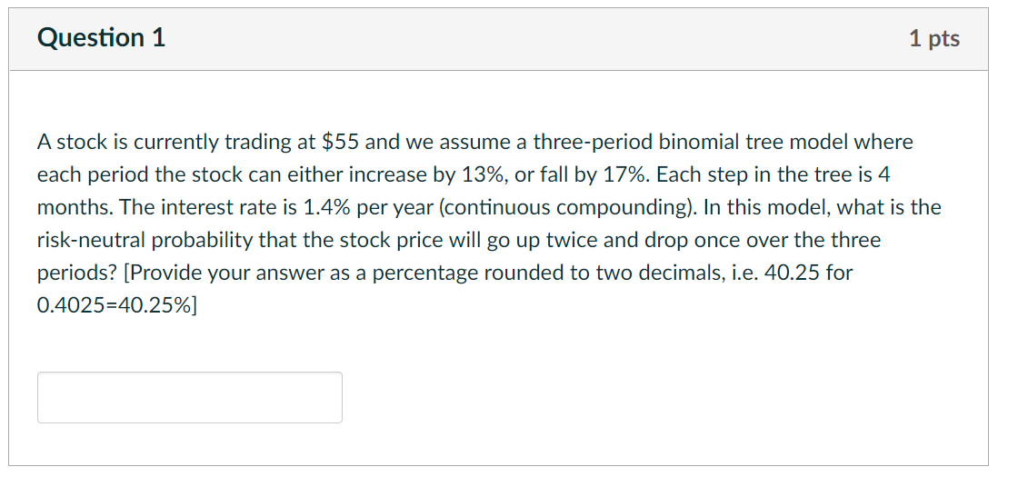 Solved Question 1 1 Pts A Stock Is Currently Trading At $55 | Chegg.com