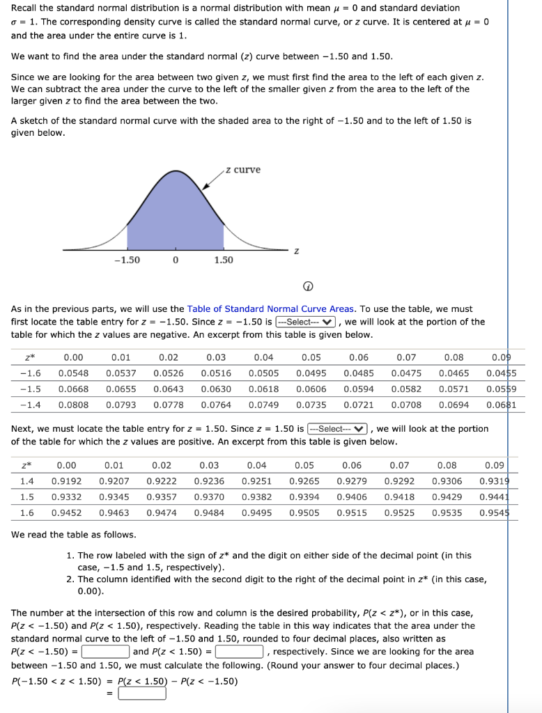 Solved Recall the standard normal distribution is a normal | Chegg.com