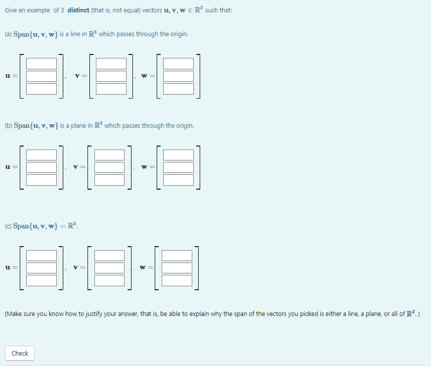 Solved Give an example of 3 distinct (that is, not equal) | Chegg.com