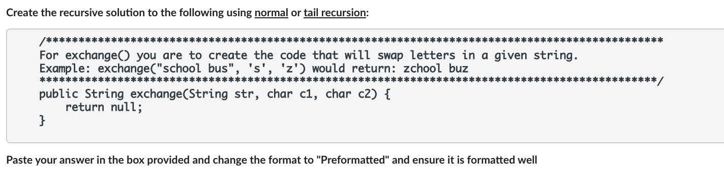 Solved Create the recursive solution to the following using | Chegg.com