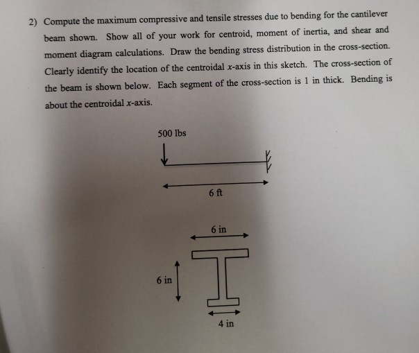 Solved 2) Compute the maximum compressive and tensile | Chegg.com