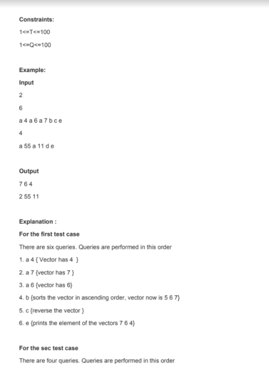 Solved Solve the problem using C++ STL Vector Implement | Chegg.com
