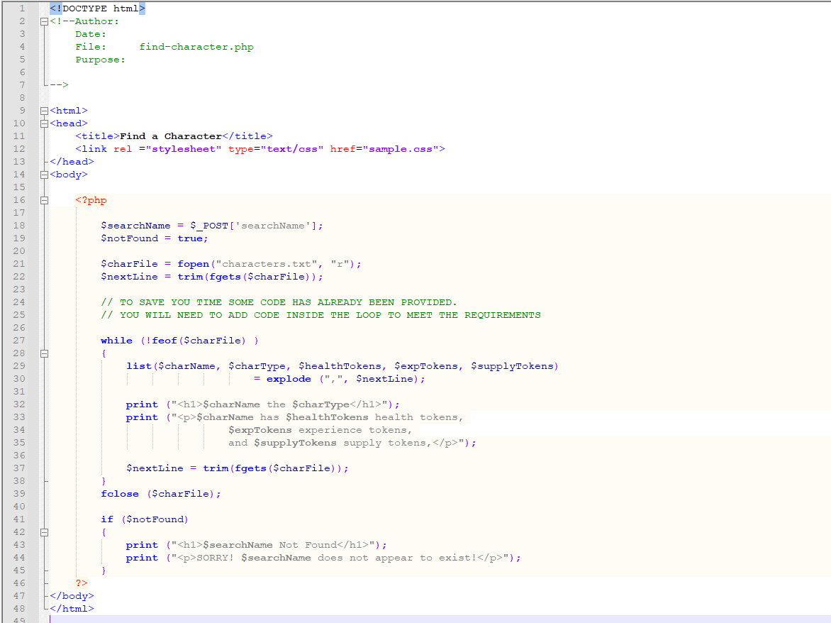 Solved PROVIDE THE CODE NEEDED FOR THE PHP AS SPECIFIED IN | Chegg.com