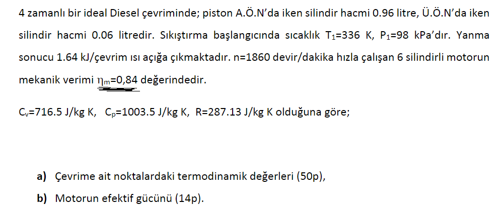 Solved In A 4 Stroke Ideal Diesel Cycle The Cylinder Vol Chegg Com