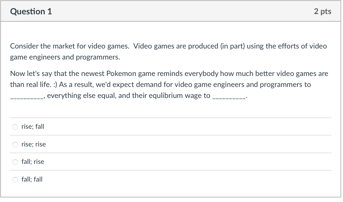 Solved Question 1 2 Pts Consider The Market For Video Games. | Chegg.com