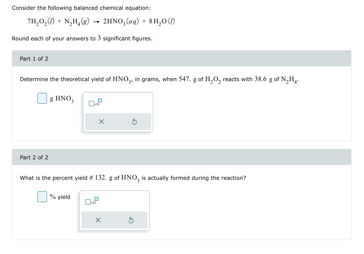 Solved Consider The Following Balanced Chemical | Chegg.com