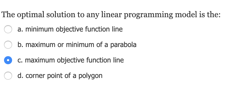Solved The optimal solution to any linear programming model | Chegg.com