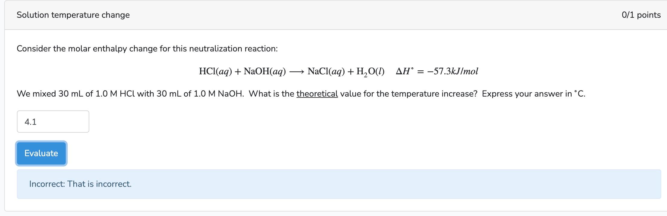 Solved Solution temperature change 0/1 points Consider the | Chegg.com