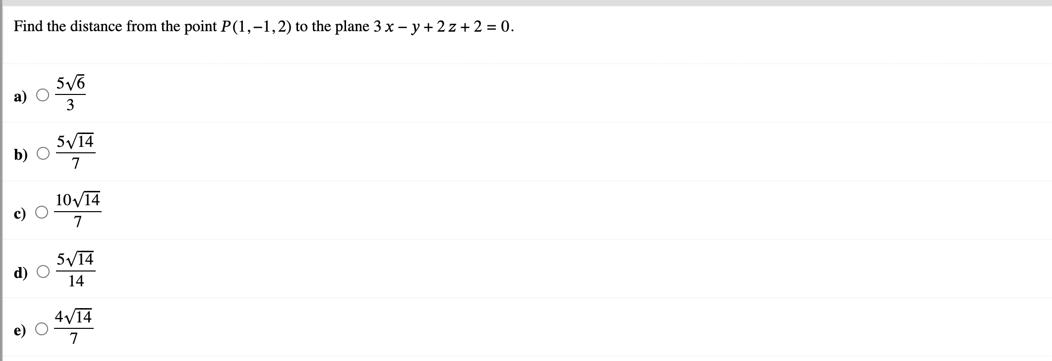 Solved Find the distance from the point P(1,−1,2) to the | Chegg.com
