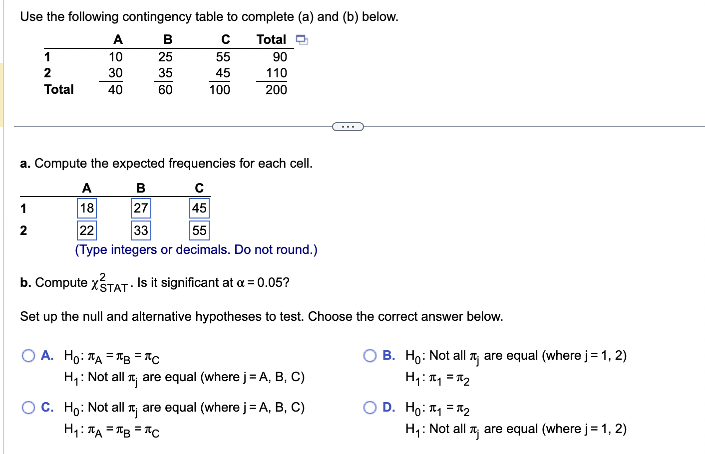 Solved Use The Following Contingency Table To Complete (a) | Chegg.com