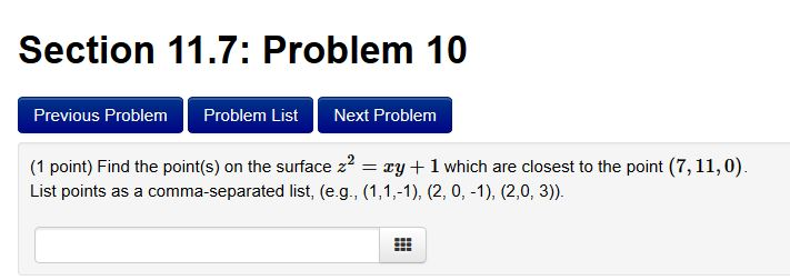 Solved Section 11.7: Problem 10 Previous Problem Problem | Chegg.com